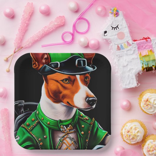 Basenji Dog fiets St. Patrick's Day Papieren Bordje (Feest)