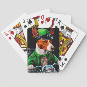 Basenji Dog fiets St. Patrick's Day Pokerkaarten