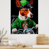 Basenji Dog fiets St. Patrick's Day Poster (Keuken)