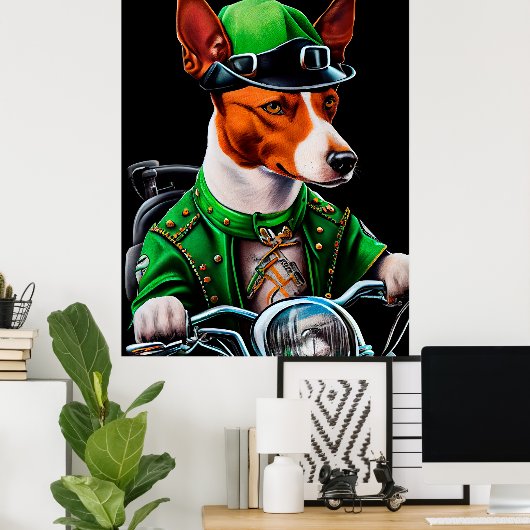 Basenji Dog fiets St. Patrick's Day Poster (Thuiskantoor)