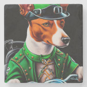 Basenji Dog fiets St. Patrick's Day Stenen Onderzetter (Voorkant)