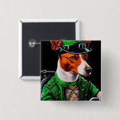 Basenji Dog fiets St. Patrick's Day Vierkante Button 5,1 Cm (Voorkant /achterkant)