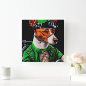 Basenji Dog fiets St. Patrick's Day Vierkante Klok (Huis)