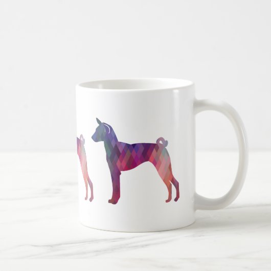 Basenji Dog Geo Pattern Silhouette Pink Koffiemok (Rechts)