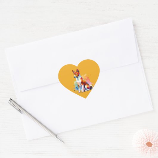 Basenji Dog Hart Sticker (Envelop)