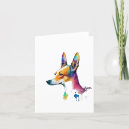 Basenji Dog In Waterverf & Pen Feestdagen Kaart