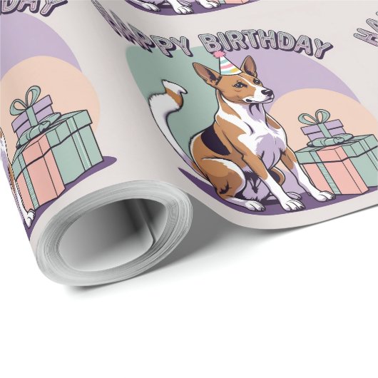 Basenji Dog Kleurrijk Cadeaupapier (Rol Hoek)