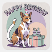 Basenji Dog Kleurrijk Vierkante Sticker (Voorkant)