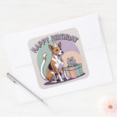 Basenji Dog Kleurrijk Vierkante Sticker (Envelop)