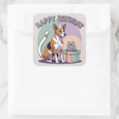 Basenji Dog Kleurrijk Vierkante Sticker (Tas)