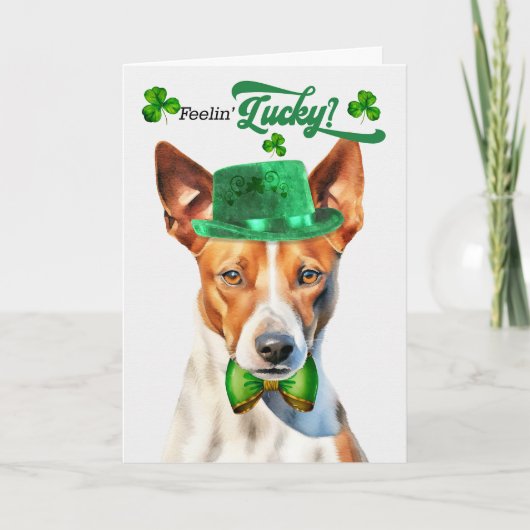 Basenji Dog Lucky St Patrick's Day Feestdagen Kaart (Voorkant)