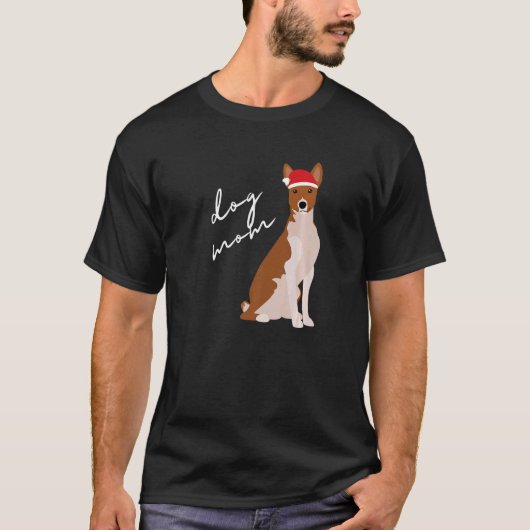 Basenji Dog Mam Kerstmis T-shirt (Voorkant)
