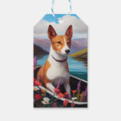 Basenji Dog op een peddel: Een Schilderachtig avon Cadeaulabel (Voorkant)