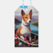 Basenji Dog op een peddel: Een Schilderachtig avon Cadeaulabel (Achterkant)