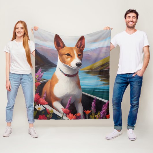 Basenji Dog op een peddel: Een Schilderachtig avon Fleece Deken (In situ)