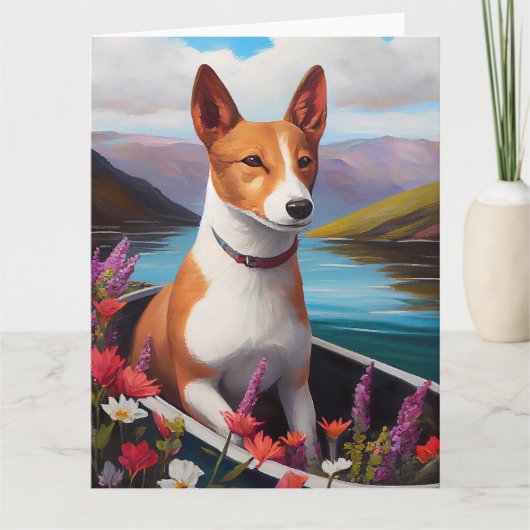 Basenji Dog op een peddel: Een Schilderachtig avon Kaart (Voorkant)