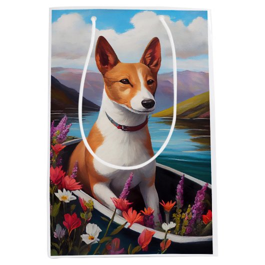 Basenji Dog op een peddel: Een Schilderachtig avon Medium Cadeauzakje (Voorkant)