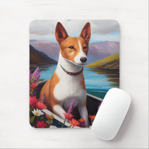 Basenji Dog op een peddel: Een Schilderachtig avon Muismat