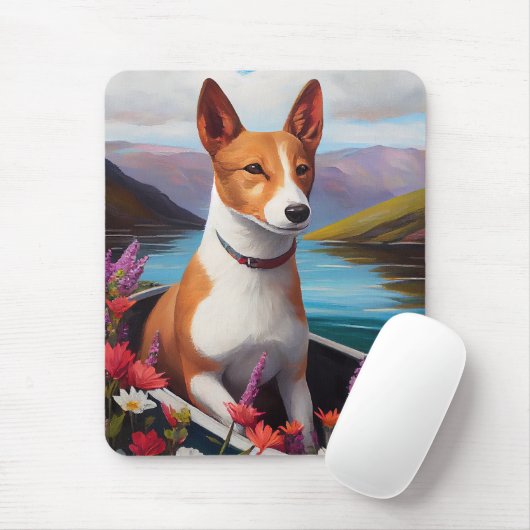 Basenji Dog op een peddel: Een Schilderachtig avon Muismat (Met muis)