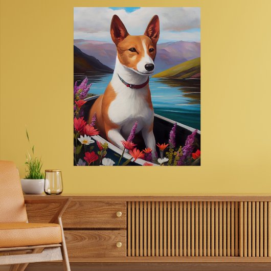 Basenji Dog op een peddel: Een Schilderachtig avon Poster (Woonkamer 2)