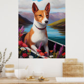 Basenji Dog op een peddel: Een Schilderachtig avon Poster (Keuken)