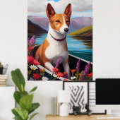 Basenji Dog op een peddel: Een Schilderachtig avon Poster (Thuiskantoor)