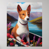 Basenji Dog op een peddel: Een Schilderachtig avon Poster (Voorkant)