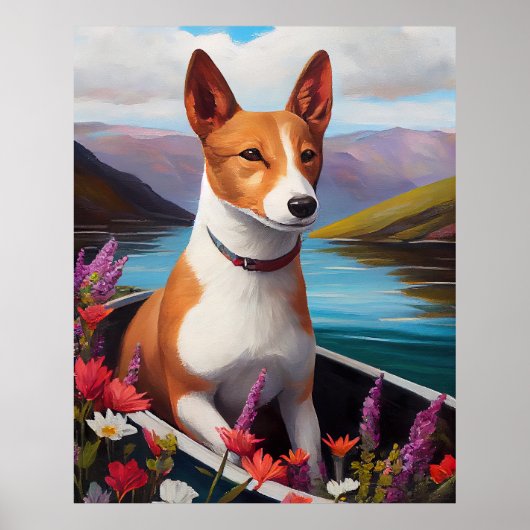 Basenji Dog op een peddel: Een Schilderachtig avon Poster (Voorkant)