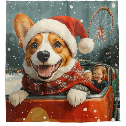 Basenji Dog Roller Onderzetter Kerst Douchegordijn (Voorkant)