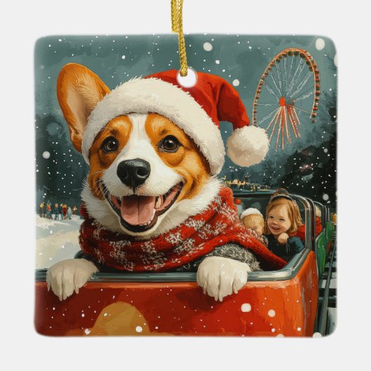 Basenji Dog Roller Onderzetter Kerst Keramisch Ornament (Voorkant)