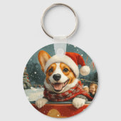 Basenji Dog Roller Onderzetter Kerst Sleutelhanger (Voorkant)