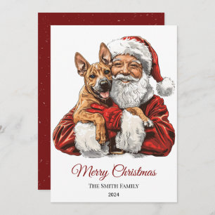 Basenji Dog Santa Claus Kerstmis Feestdagenkaart