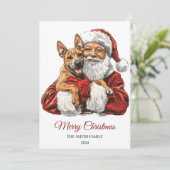 Basenji Dog Santa Claus Kerstmis Feestdagenkaart (Staand voorkant)