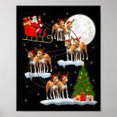 Basenji Dog Santa Sleigh Flying Funny Magical Chri Poster (Voorkant)