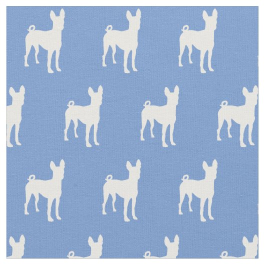 Basenji Dog Silhouette Light Blue Stof (Close Up)