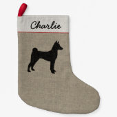 Basenji Dog Silhouette Personalized Holiday Xmas Kleine Kerstsok (Voorkant)