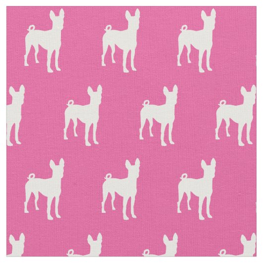Basenji Dog Silhouette Pet Roze Stof (Close Up)