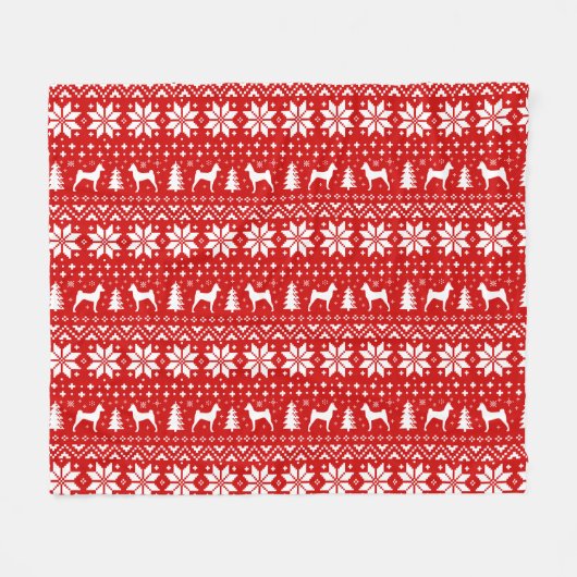 Basenji Dog Silhouettes Kerstvakantie Patroon Fleece Deken (Voorkant (Horizontaal))