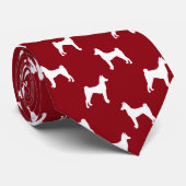 Basenji Dog Silhouettes Pattern Red en White Stropdas (Opgerold)