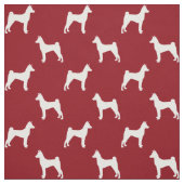 Basenji Dog Silhouettes Red en White Patterned Stof (Swatch)