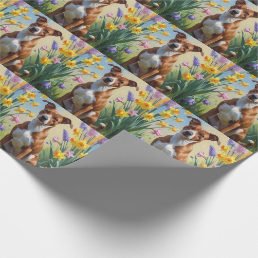 Basenji Dog Spring Bloemen Schilderen Cadeaupapier (Hoek)