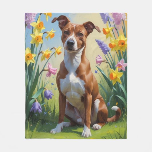 Basenji Dog Spring Bloemen Schilderen Fleece Deken (Voorkant)