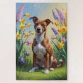 Basenji Dog Spring Bloemen Schilderen Legpuzzel (Verticaal)
