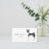 Basenji Dog-tekening in zwart-wit minimalistisch Visitekaartje (Staand voorkant)