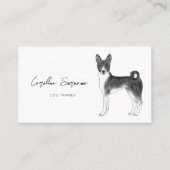 Basenji Dog-tekening in zwart-wit minimalistisch Visitekaartje (Voorkant)