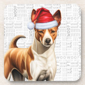 Basenji Dog Woof Word Art Holiday Bier Onderzetter (Voorkant)