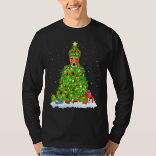 Basenji Dog Xmas Lighting Tree Basenji Chris T-shirt