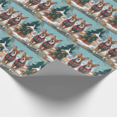 Basenji Dogs Christmas Snow Holiday Cadeaupapier (Hoek)