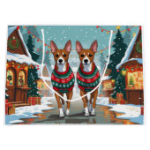 Basenji Dogs Christmas Snow Holiday Groot Cadeauzakje (Voorkant)