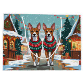 Basenji Dogs Christmas Snow Holiday Groot Cadeauzakje (Achterkant)